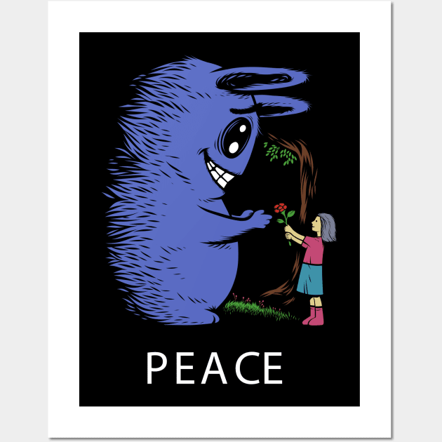 Peace monster doodle flower girl Wall Art by Mako Design 